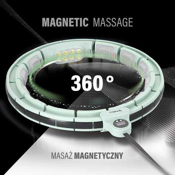 HHM13 HULA HOOP Žalias MAGNETINIS SU SVORIU + SKAITIKLIS HMS