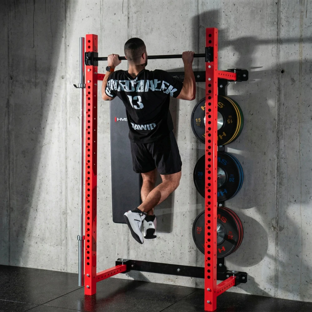 Prie sienos tvirtinama slankiojanti jėgos gardelė su suoliuku KLT34, raudona, HMS Fitness