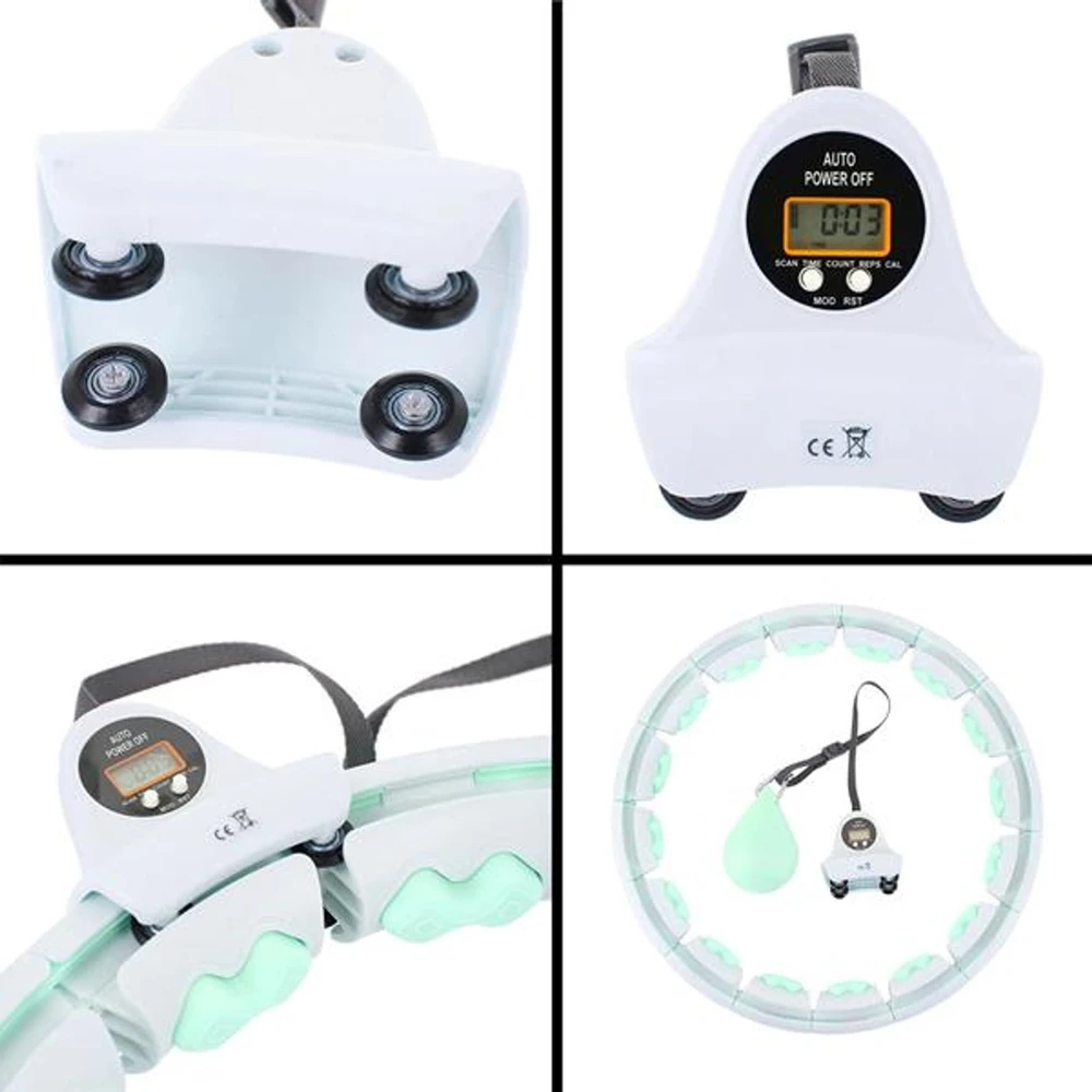 HMS Rinkinys HULA HOP HHW06 Žalias Z PIŁKĄ GRAWITACYJNĄ I LICZNIKIEM + PAS BR163 Juodas PLUS SIZE