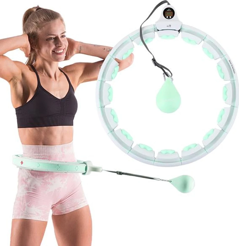 HMS Rinkinys HULA HOP HHW06 Žalias Z PIŁKĄ GRAWITACYJNĄ I LICZNIKIEM + PAS BR163 Juodas PLUS SIZE
