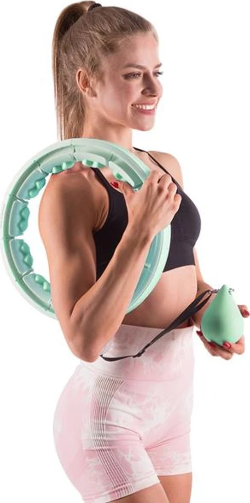 HMS Rinkinys HULA HOP HHW06 Žalias Z PIŁKĄ GRAWITACYJNĄ I LICZNIKIEM + PAS BR163 Juodas PLUS SIZE