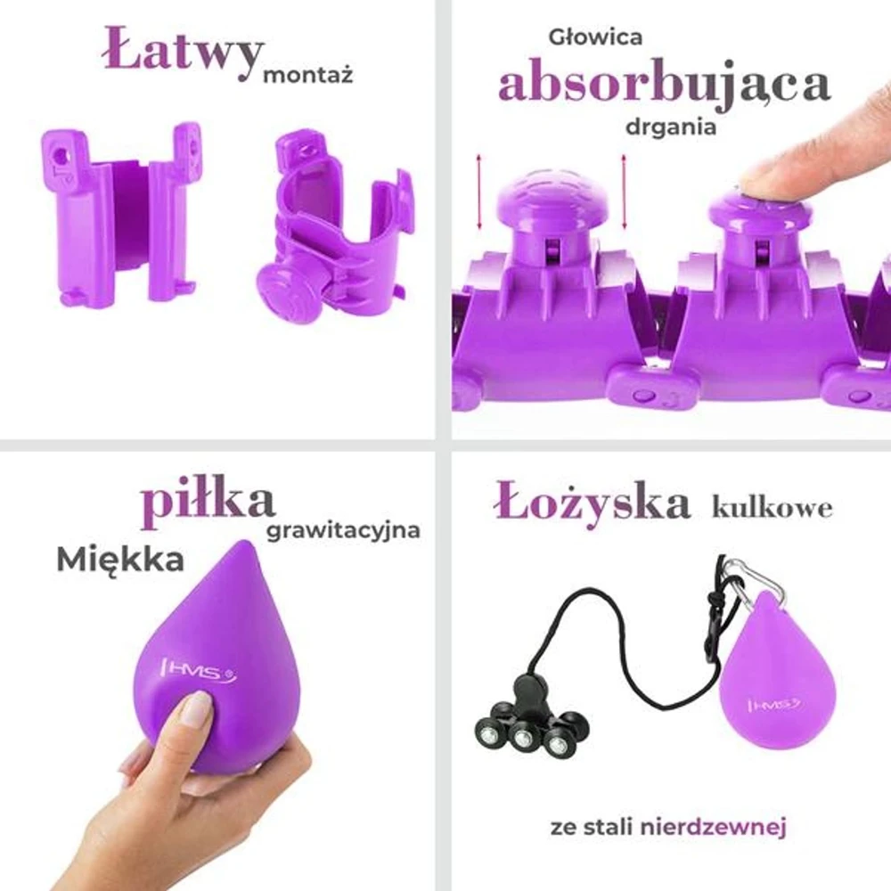 HULA HOP RINKINYS HHW12 VIOLETINIS SU SVORIAIS IR HMS DIRŽAS BR163 Juodas PLUS SIZE