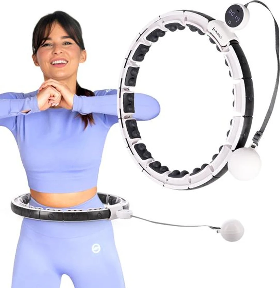 HMS Rinkinys HULA HOP MAGNETYCZNY Baltas HHM16 Z LICZNIKIEM + PAS BR163 Juodas PLUS SIZE
