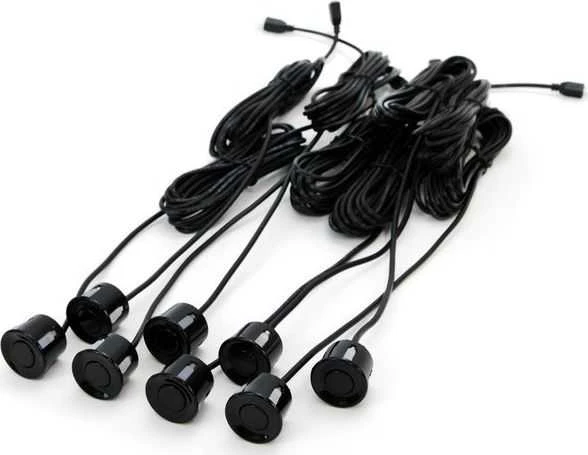 Parkavimo pagalbos sistema LED, 8 juodi jutikliai 22 cm AMIO-01560