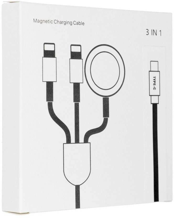 Oem Kabelis 3in1 Type C į 2 x Lightning / Apple Watch 3W 2A C3168 1,2 m baltos spalvos