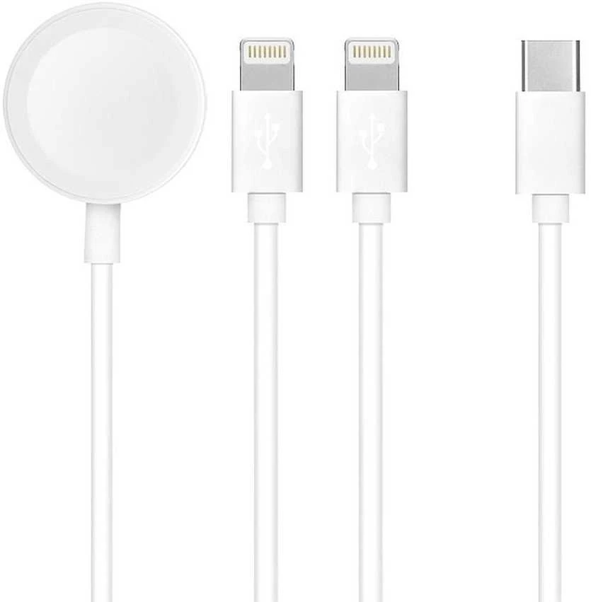Oem Kabelis 3in1 Type C į 2 x Lightning / Apple Watch 3W 2A C3168 1,2 m baltos spalvos