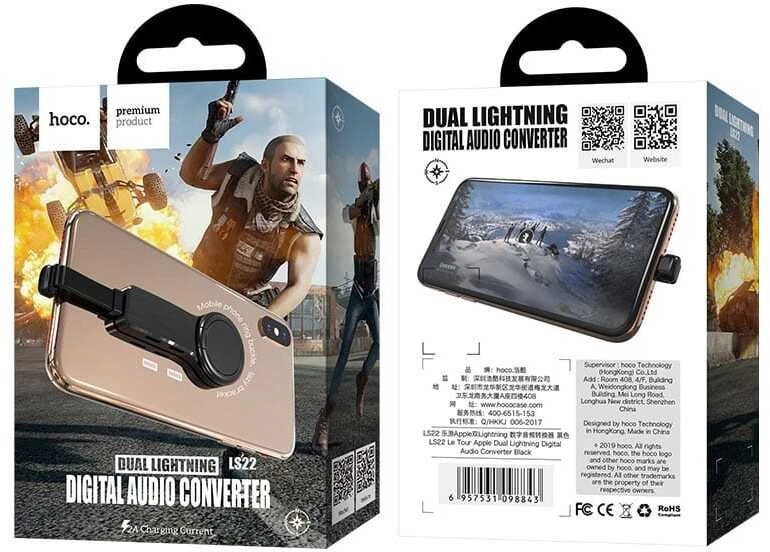 Adapteris Hoco LS22 Le Tour dual iš Apple Lightning į 2X Lightning juodas