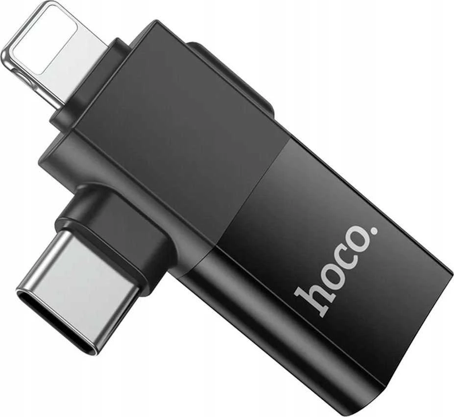 Adapteris OTG 2in1 USB C / Lightning to USB A Hoco UA17 juodas