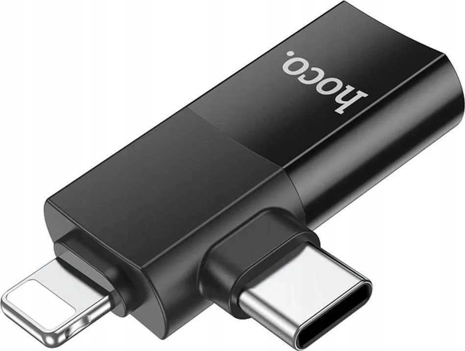 Adapteris OTG 2in1 USB C / Lightning to USB A Hoco UA17 juodas