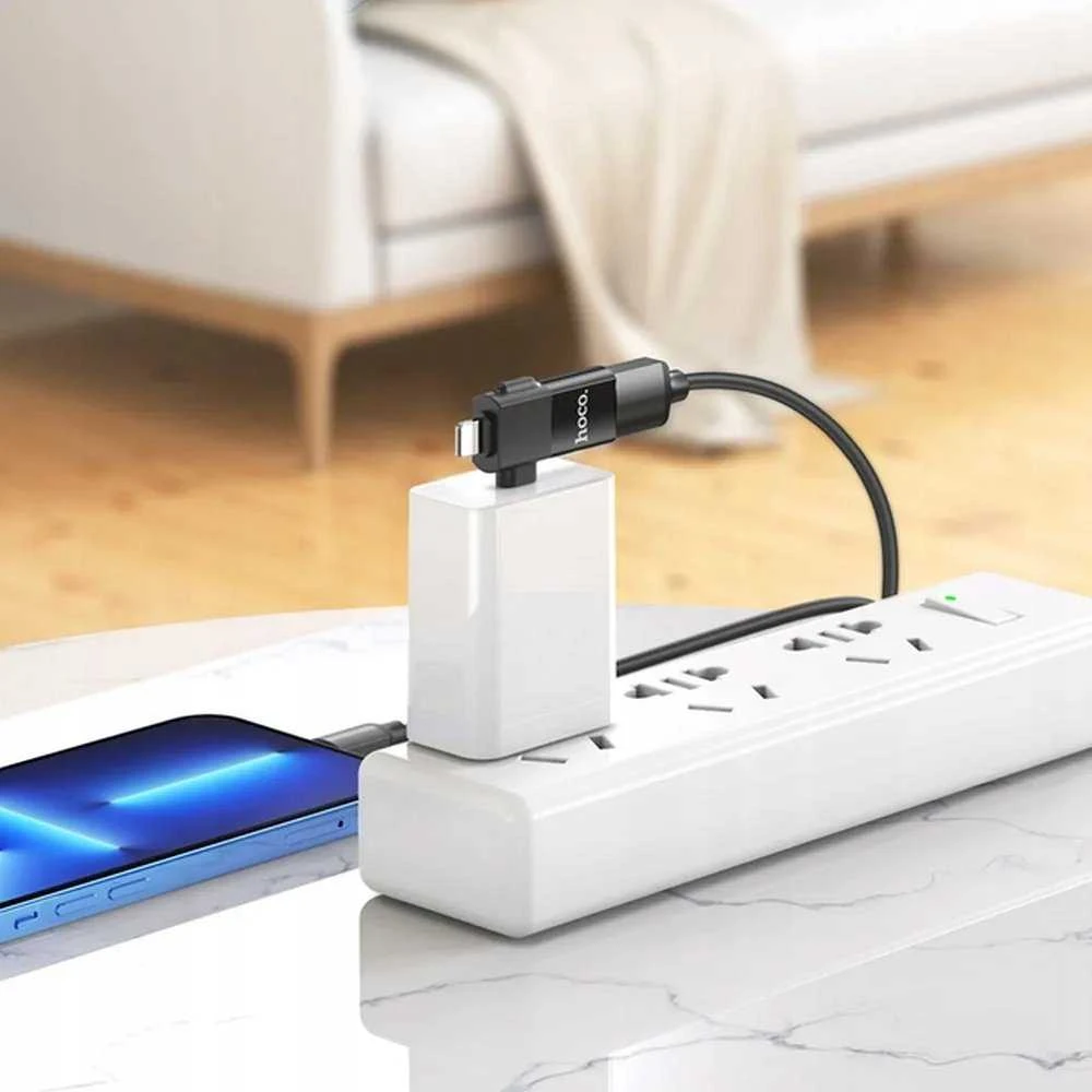 Adapteris OTG 2in1 USB C / Lightning to USB A Hoco UA17 juodas