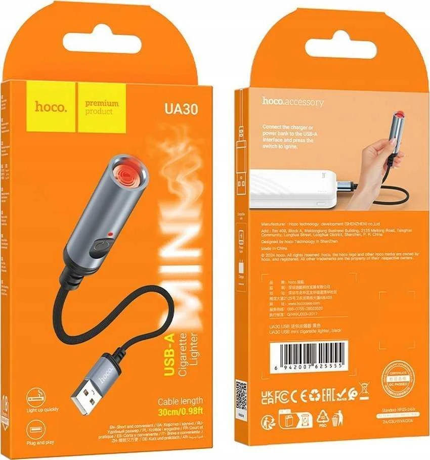 Hoco cigarette lighter USB (UA30) 0.3m