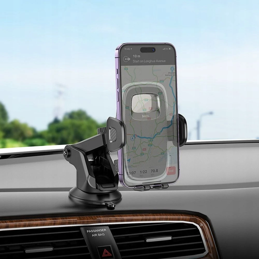 Automobilinis telefono laikiklis Hoco priekiniam stiklui / prietaisų skydeliui H15 juodas