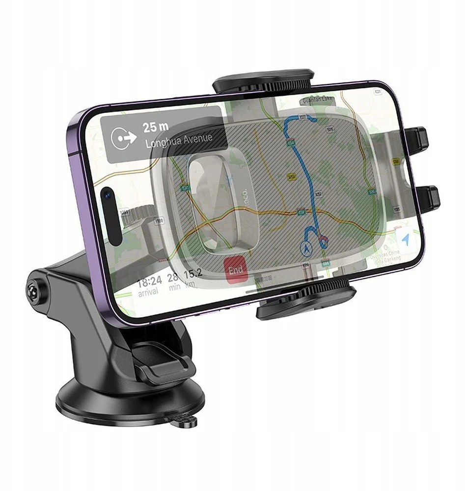 Automobilinis telefono laikiklis Hoco priekiniam stiklui / prietaisų skydeliui H15 juodas