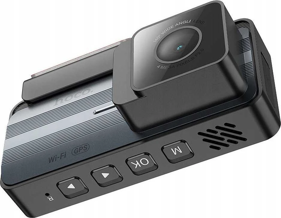 Automobilinis vaizdo registratorius Hoco su 3,69" 2K ekranu + galine kamera 720P/25fps GPS DV12 sidabriškai pilka