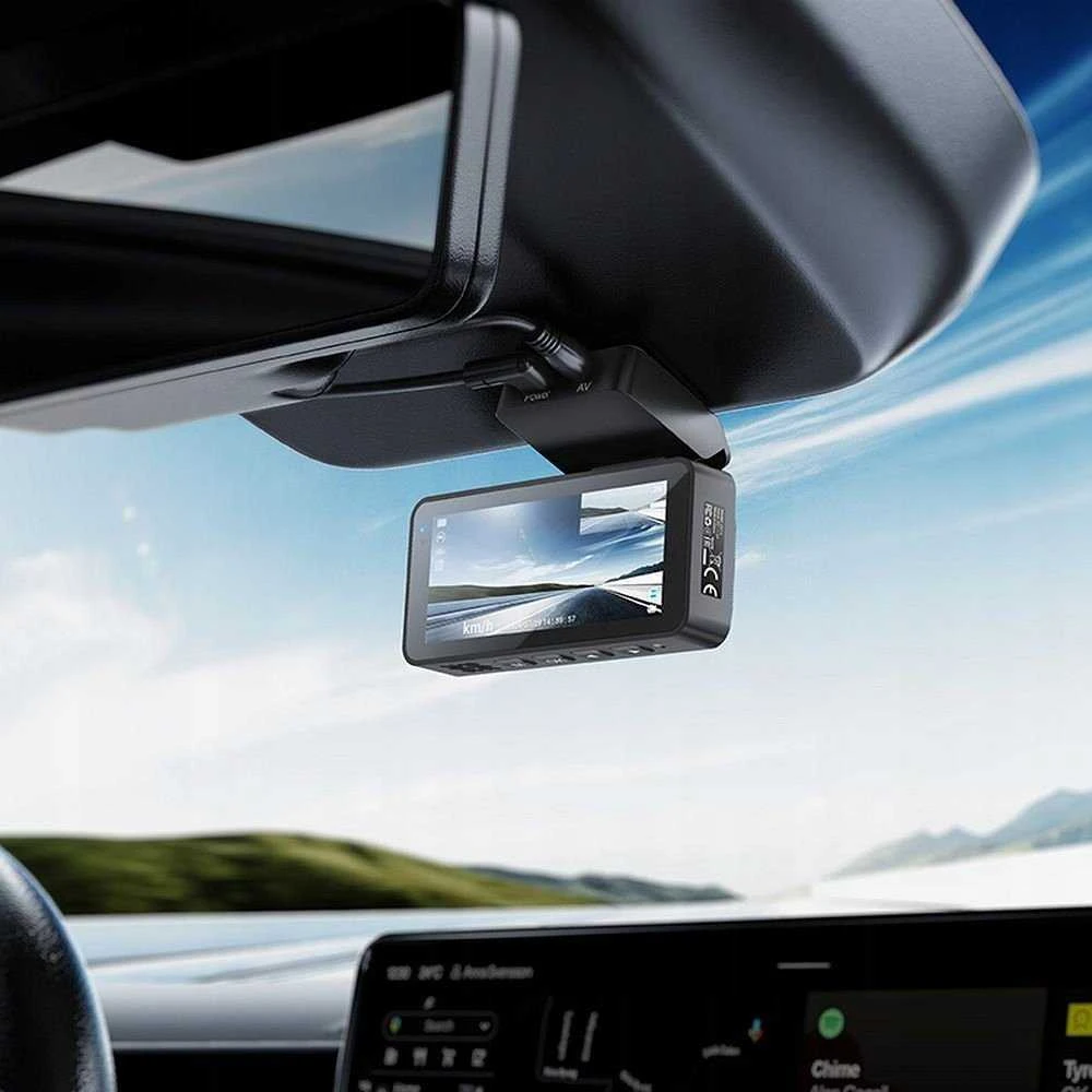 Automobilinis vaizdo registratorius Hoco su 3,69" 2K ekranu + galine kamera 720P/25fps GPS DV12 sidabriškai pilka
