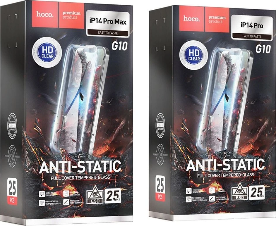 Grūdintas stiklas iPhone 14 PRO MAX Hoco HD Antistatic 25 vnt. G10