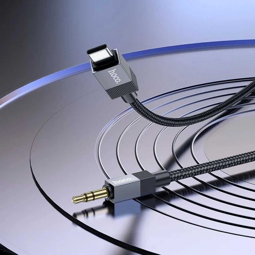 Kabelis AUX Jack 3,5 mm (kištukas) - USB C (kištukas) Hoco 1 m UPA32B juodas