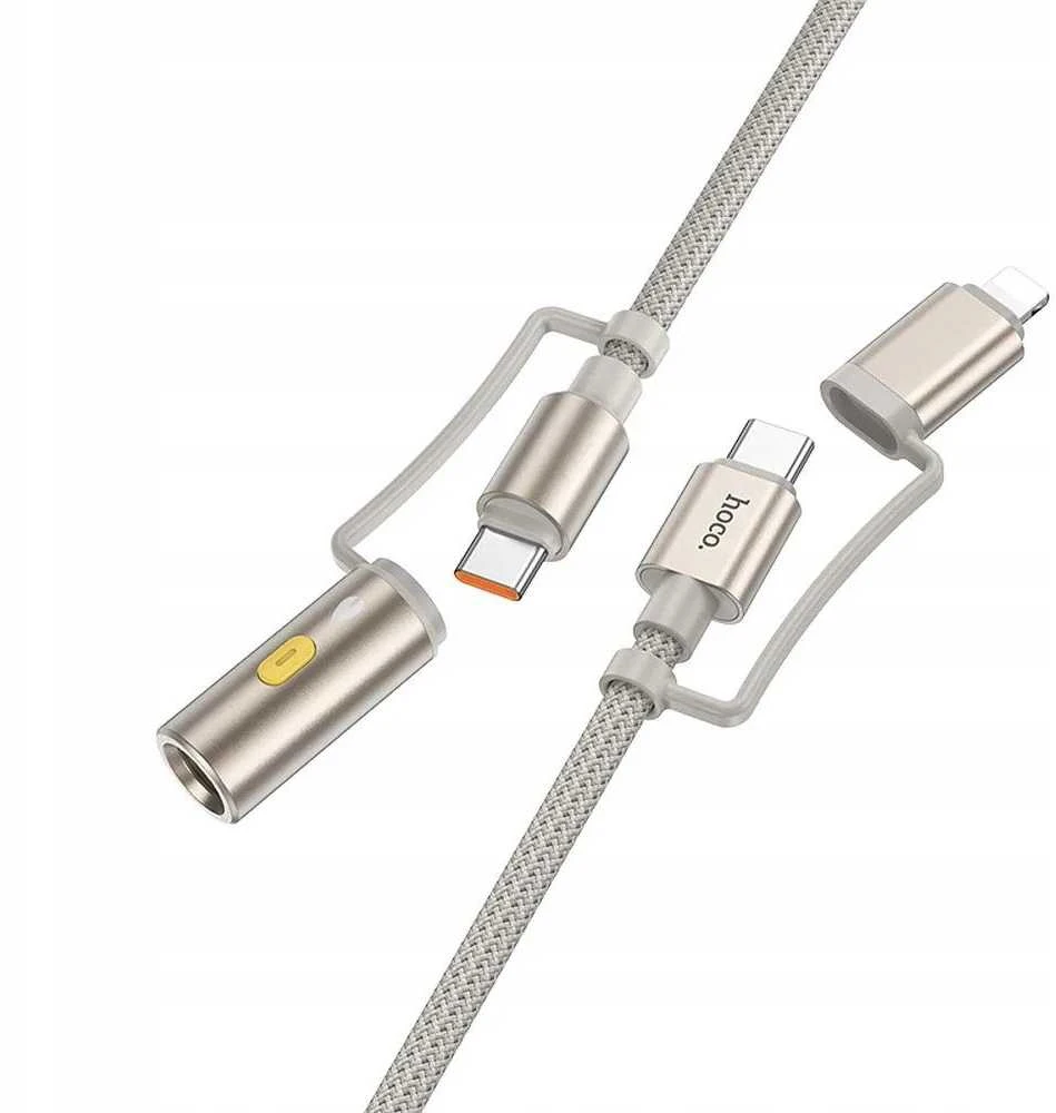 Laidas „viskas viename“ USB C / „Lightning“ į USB C / cigarečių žiebtuvėlio jungtį Hoco PD 3A 60W 1,2 m U138 juodas