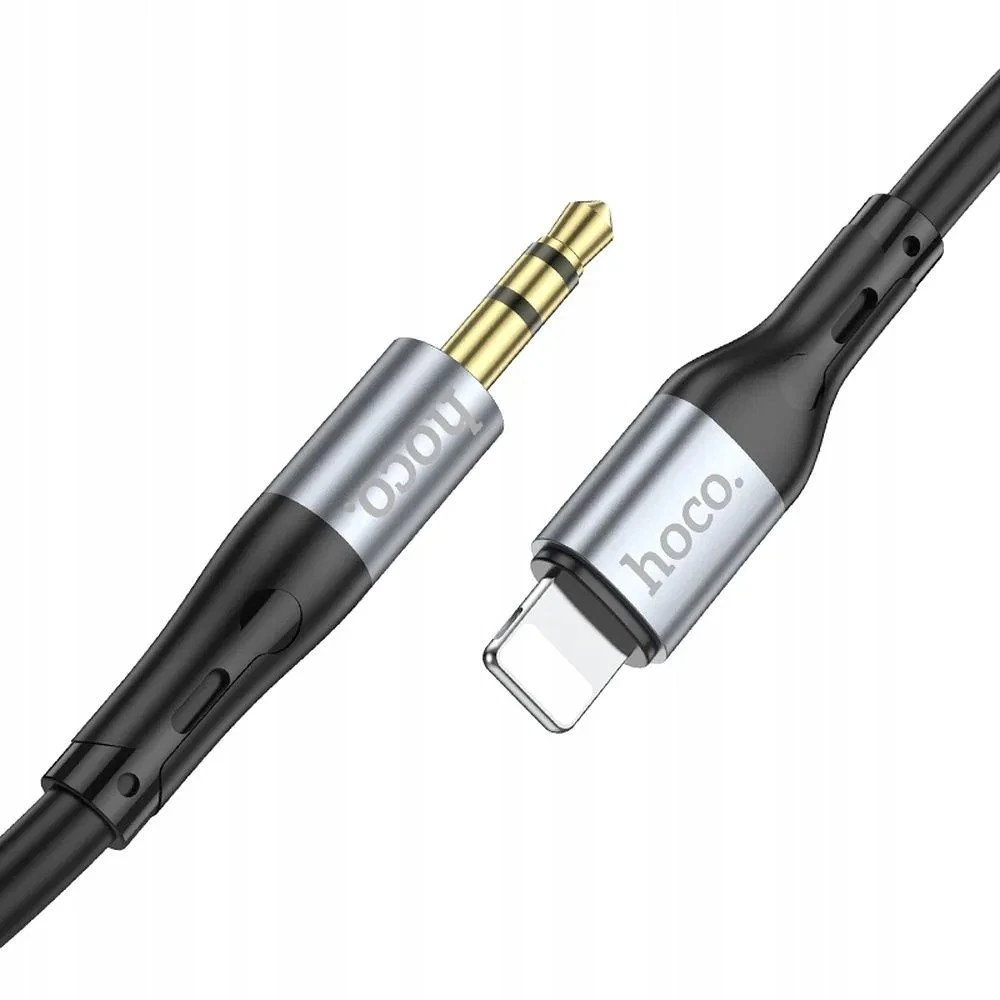 Kabelis AUX Jack 3,5 mm - Lightning Hoco 1 m UPA22 juodas