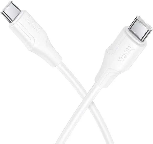 Silicone Cable USB C to USB C Hoco 3A 60W 1 m X124 baltas
