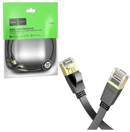 Hoco Kabelis Hoco US07 General pure copper flat network cable(L=1M) Juodas 6931474780683 6931474780683 (6931474780683)