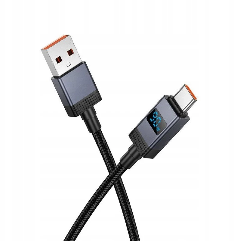 USB A į USB C laidas Hoco 5A su ekranu 1 m X118 juodas
