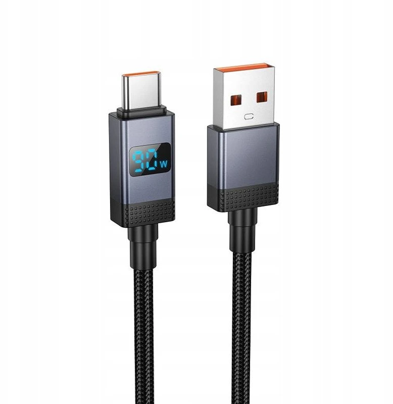 USB A į USB C laidas Hoco 5A su ekranu 1 m X118 juodas