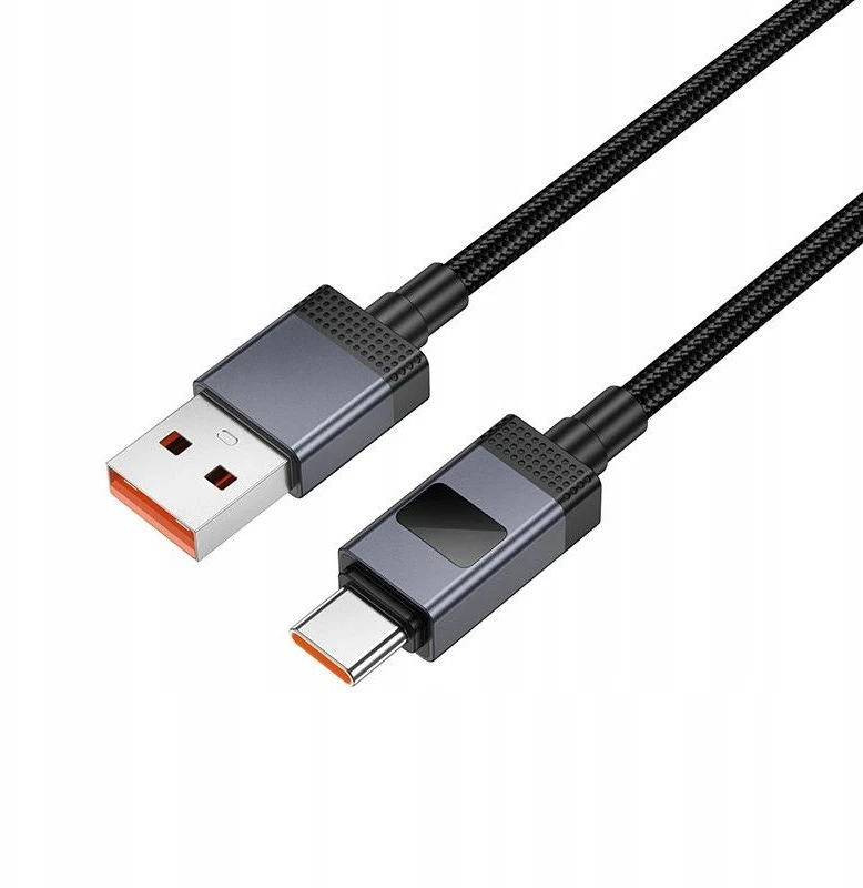 USB A į USB C laidas Hoco 5A su ekranu 1 m X118 juodas
