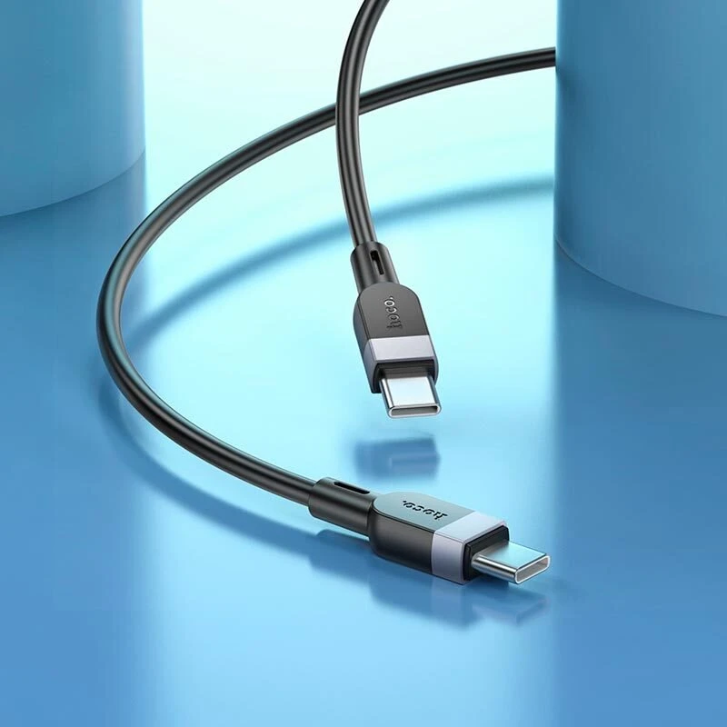 Silicone Cable USB C to USB C Hoco 3A 60W 3 m X109 juodas
