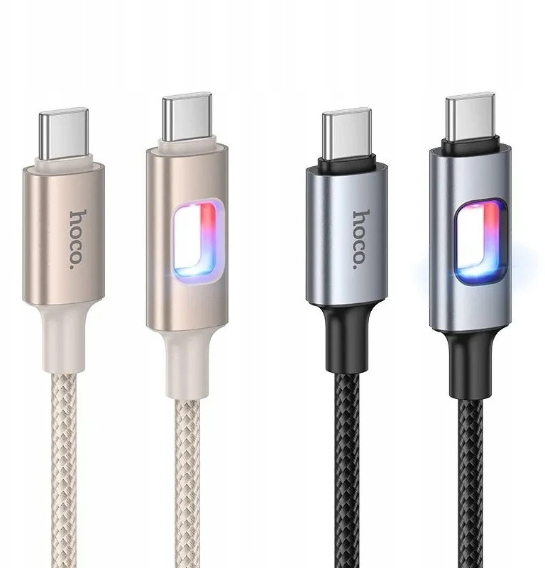LED Cable USB C to USB C Hoco 3A 60W 1,2 m U144 juodas