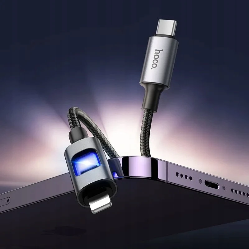 LED laidas USB C - Lightning Hoco PD 27W 1,2 m U144 juodas