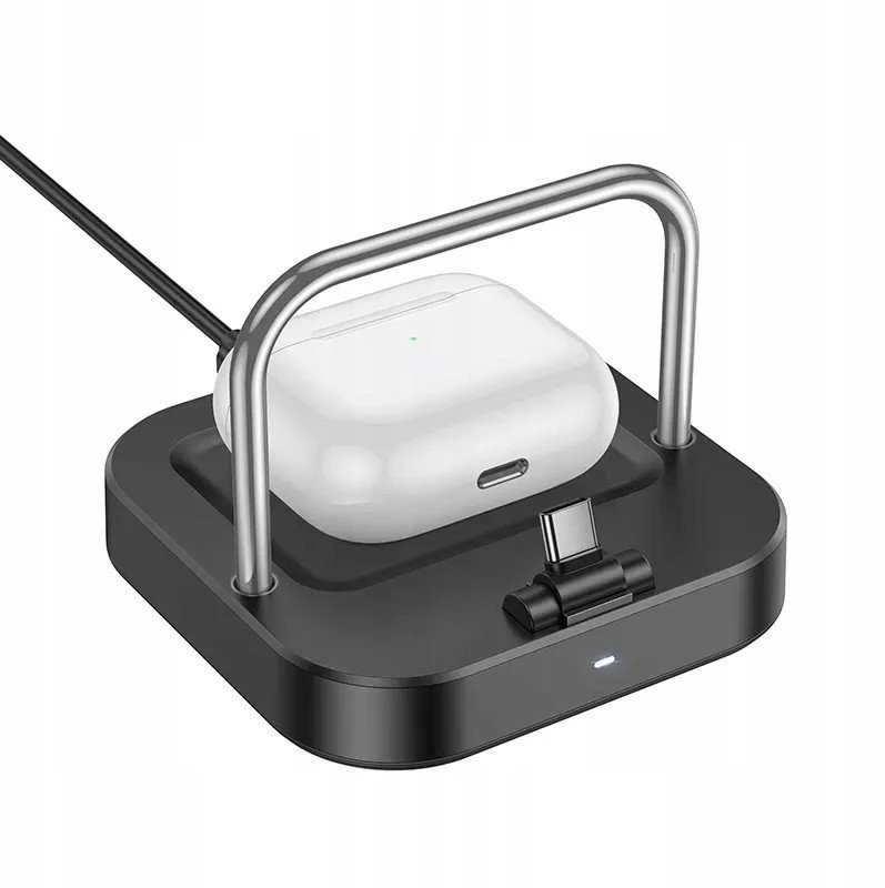 Stalinis įkroviklis Hoco 2in1 USB C PD QC 3A 30W + belaidis įkrovimas 5W CQ16B juodas