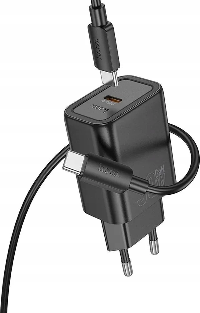 Telefono įkroviklis Hoco USB C QC PD 30W + laidas USB C į USB C N62 juodas
