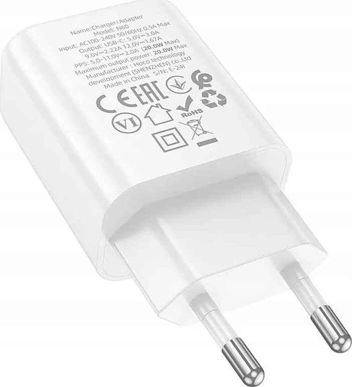 Telefono įkroviklis Hoco USB C QC PD 20W N60 baltas