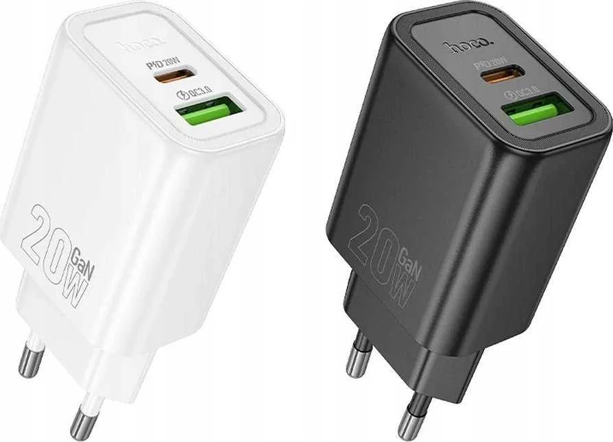 Telefono įkroviklis Hoco USB A + USB C QC3.0 PD 3A 20W N61 juodas