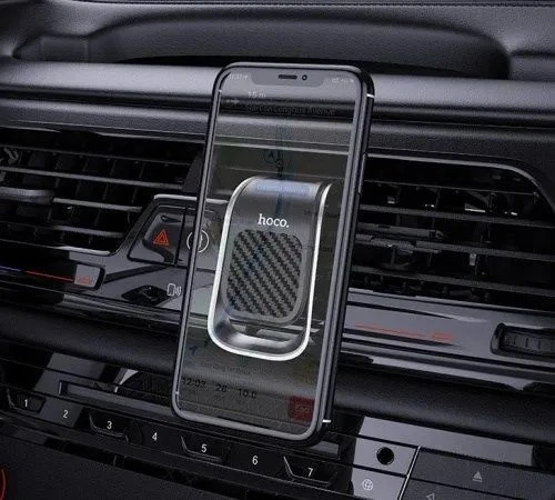 Automobilinis telefono laikiklis Hoco CA74 tvirtinamas į ventiliacijos groteles, magnetinis, juodas-pilkas