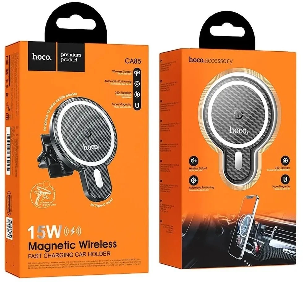 Automobilinis laikiklis-įkroviklis Hoco CA85 Magsafe 15W juodas