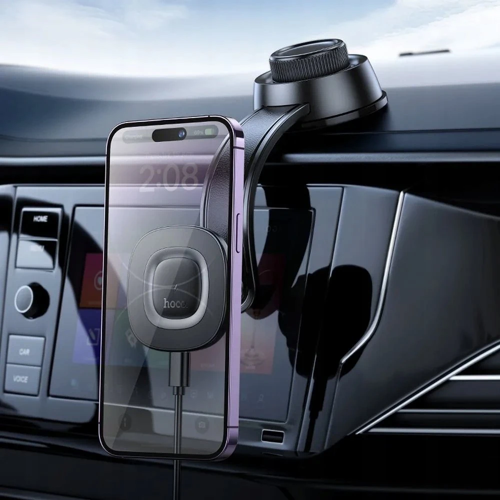 Belaidis telefono laikiklis automobiliui Hoco 15W prietaisų skydeliui HW31 juodas