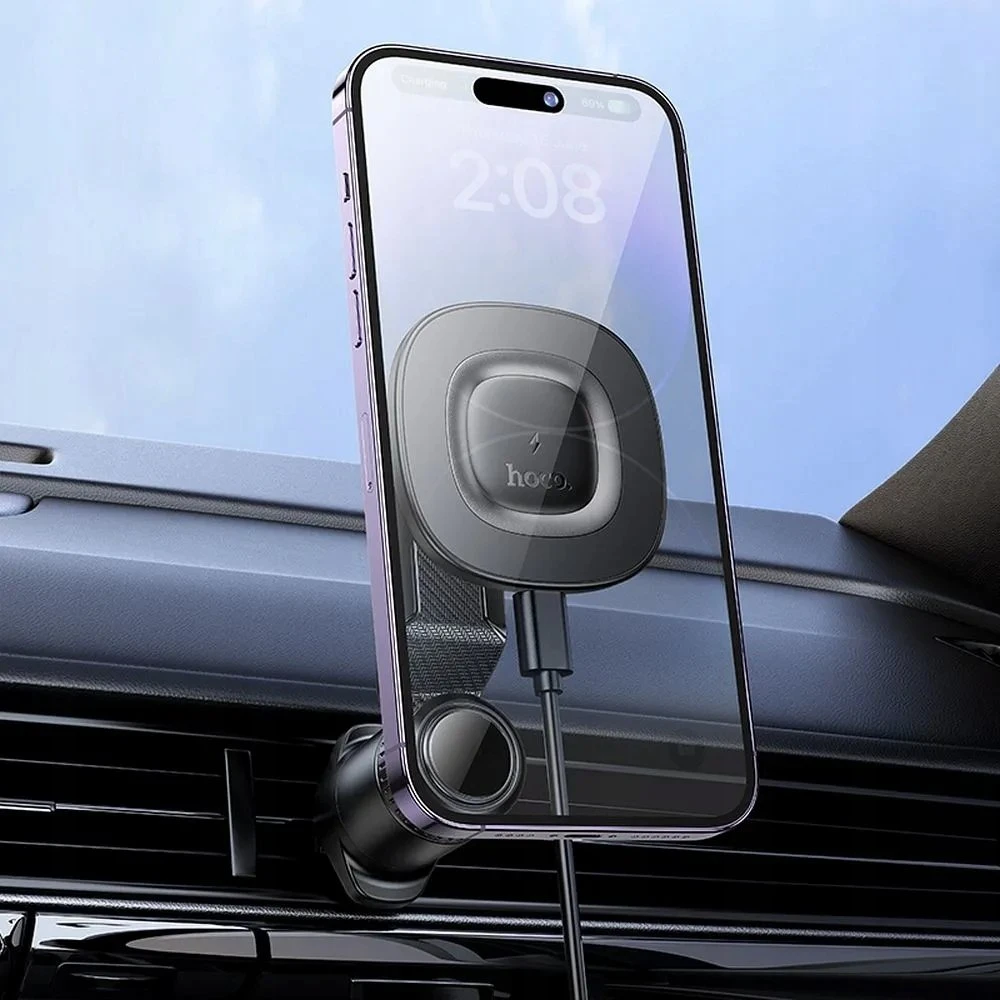 Belaidis automobilio telefono laikiklis Hoco 15W prietaisų skydelio HW30 juodas