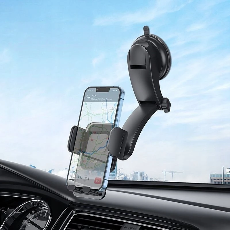 Automobilinis universalus telefono laikiklis Hoco CA118 tvirtinamas ant stiklo, juodas