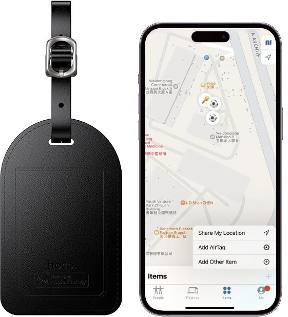 Apple Suderinamas „Find My Hoco E91H“ bagažo sekiklis, juodas