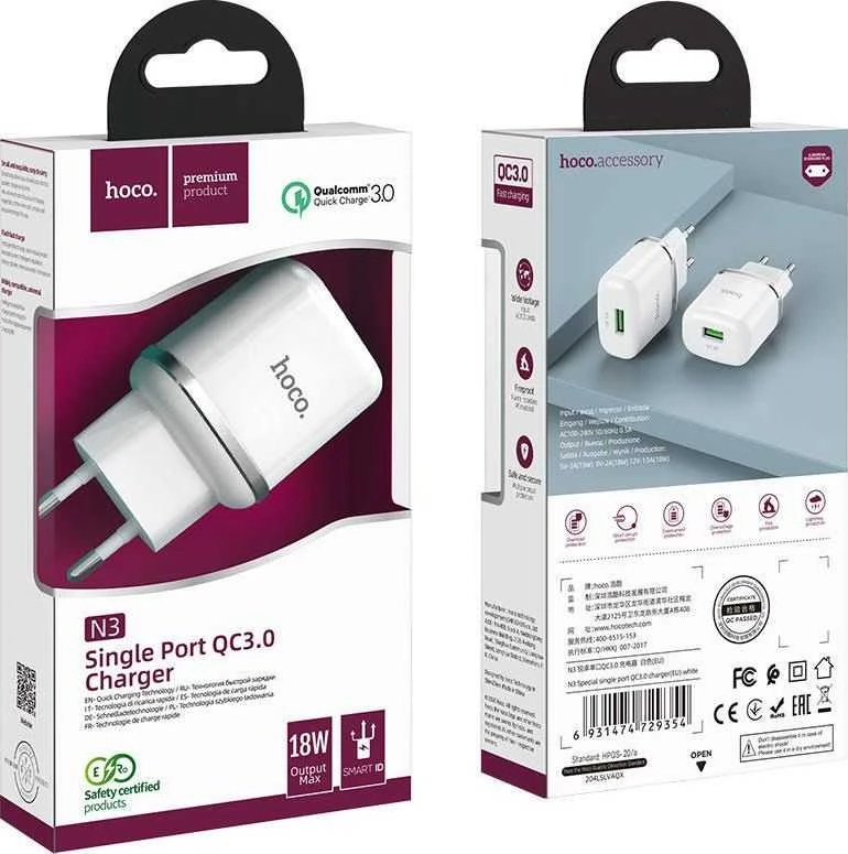 Įkroviklis HOCO 3A QC3.0 Fast Charge Special Single Port N3