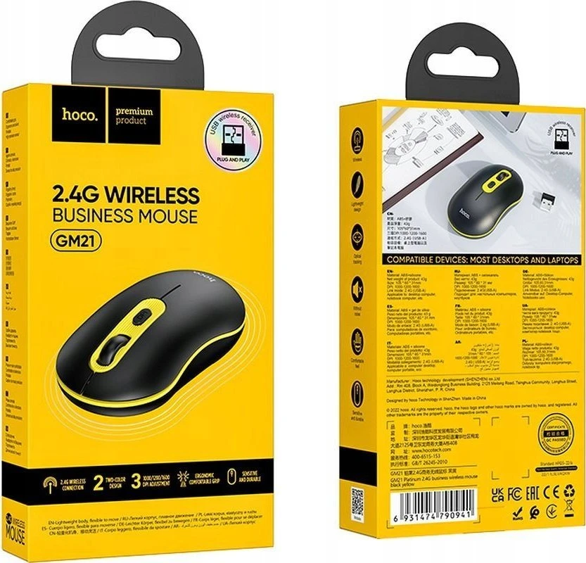 Belaidė pelė Hoco 2,4G 1600 dpi GM21 juodas
