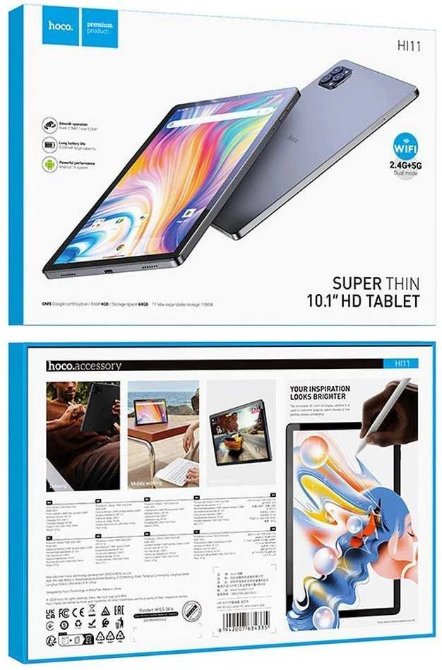 Planšetė 10,1" 4GB/64GB Hoco HD Wi-Fi Android 14 HI11 deep space pilka