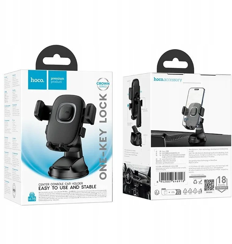 Car phone holder Hoco dashboard H76 juodas