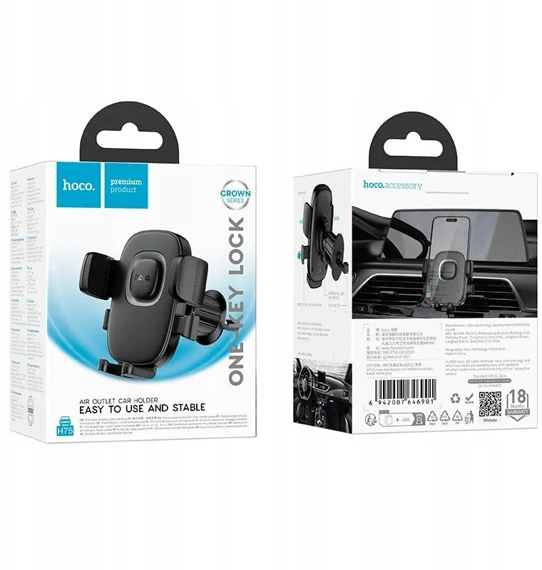Car phone holder Hoco air vent H75 juodas