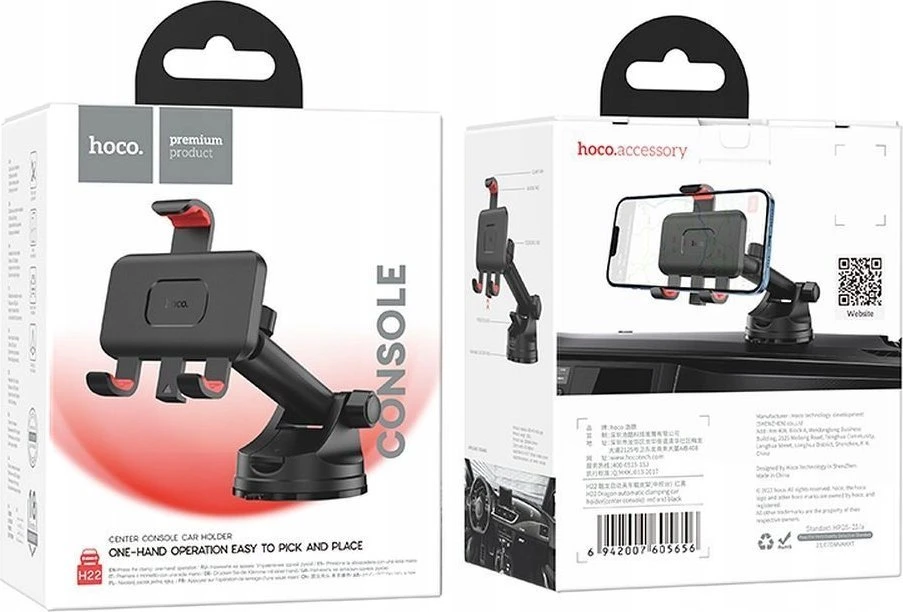 Automobilinis telefono laikiklis Hoco H22 (dashboard/windshield) juodas