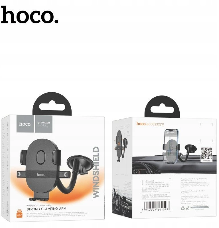 Automobilinis telefono laikiklis Hoco H20 (windshield) juodas