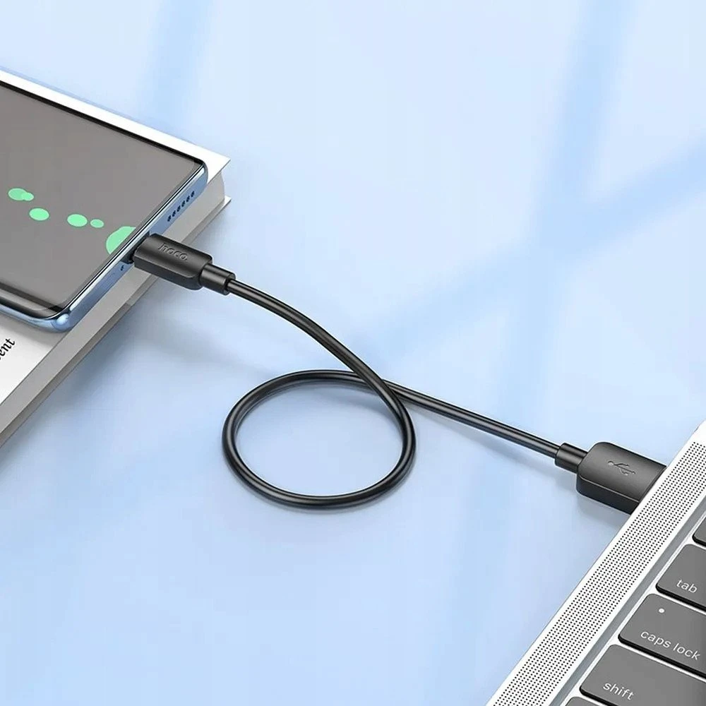 Cable USB A to USB C Hoco PD 2,4A 27W 0,25 m X96 juodas