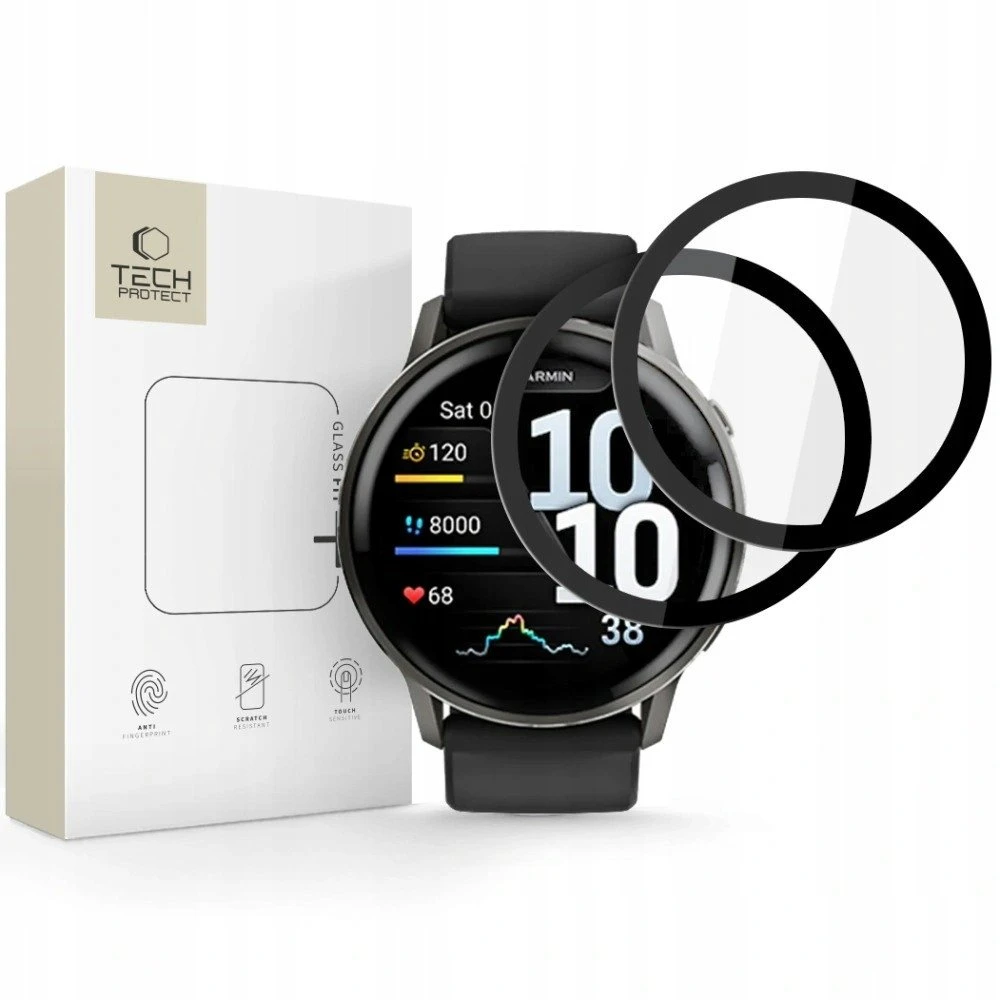„Tech-Protect Glass Flex+“ 2 vnt. pakuotė, skirta „Garmin Venu 4 45mm“ – juodas